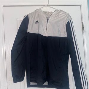 Adidas White and Black Windbreaker